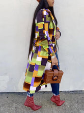 Langärmliger Mantel mit Farbblock-Print